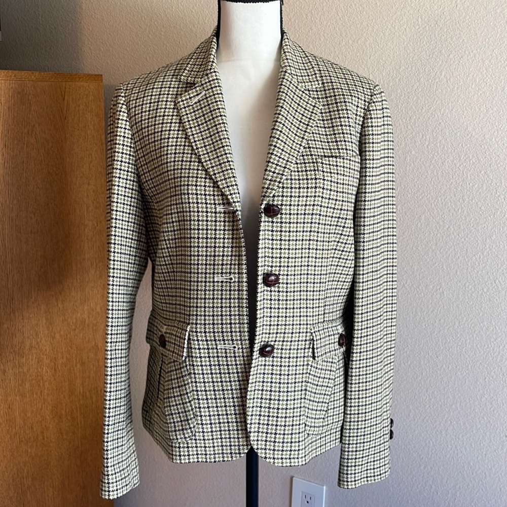 Talbots Houndstooth Blazer in Black and Cream